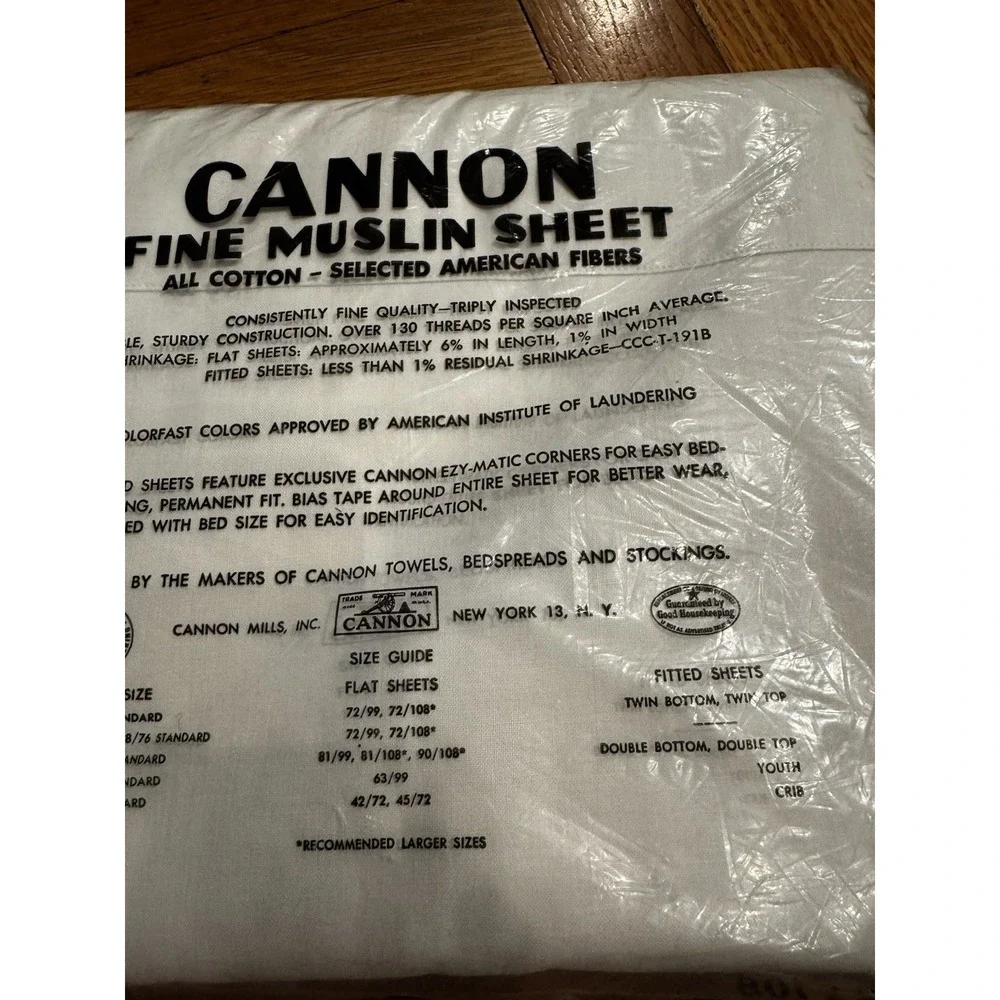 Vintage Cannon Fine Muslin 90x108 Double Bed White Sheet NEW USA Made All Cotton